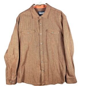 32 Bar Blues‎ Men's XL Orange Herringbone Long Sleeve Button Up Shirt Cotton